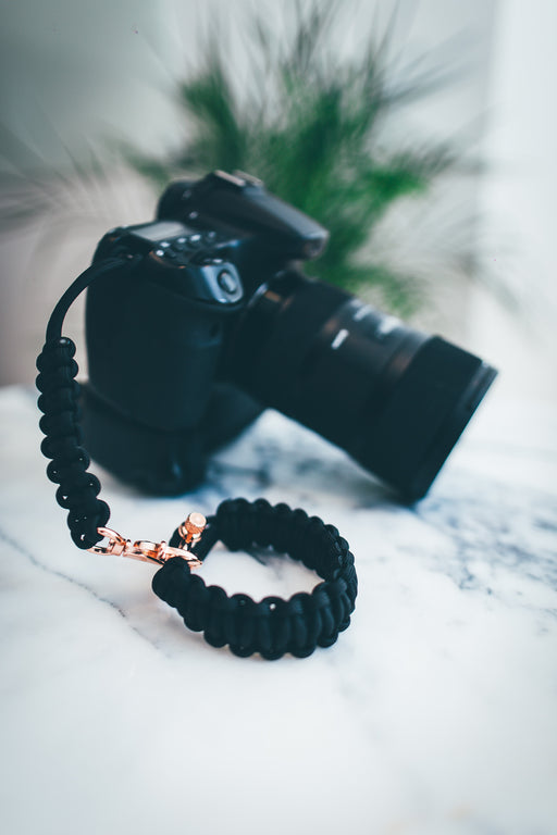 "Black" Camera Strap System Rose Gold Hardware - Osiris & Co.